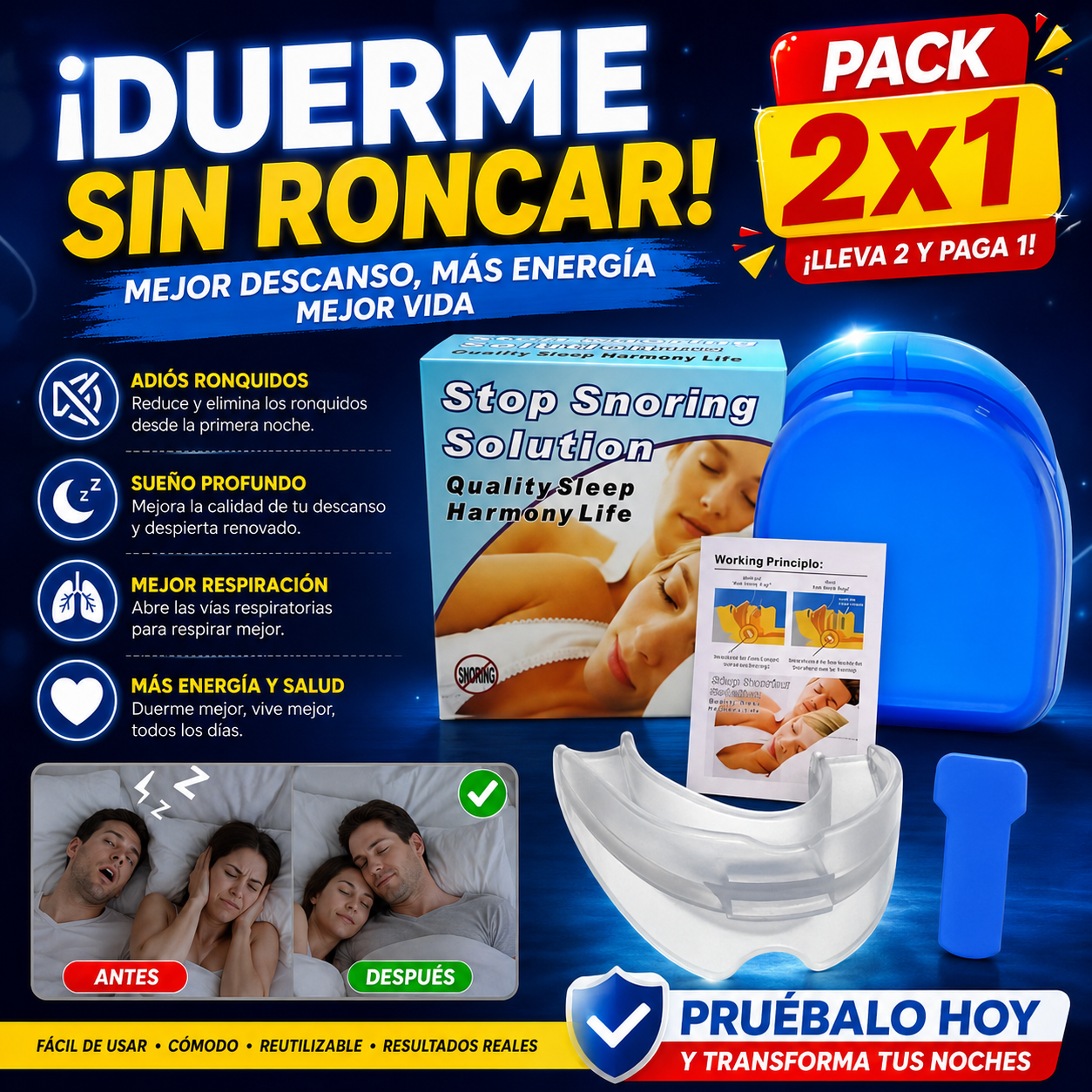 PACK 2X1 Placa Anti Bruxismo Apnea Y Ronquido