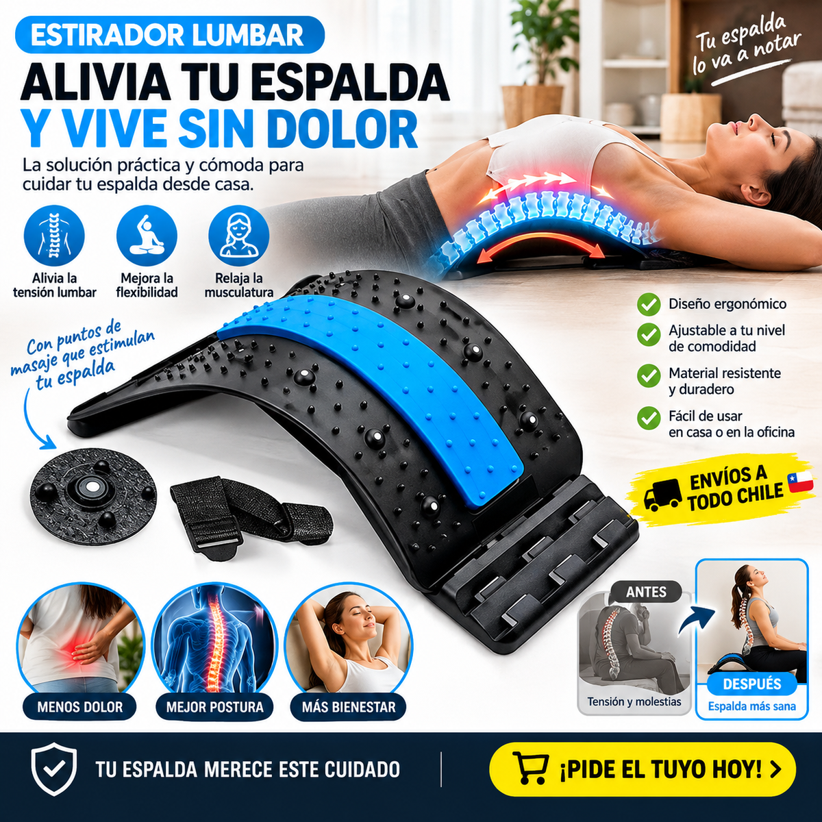 Corrector De Espalda Lumbar Descomprime