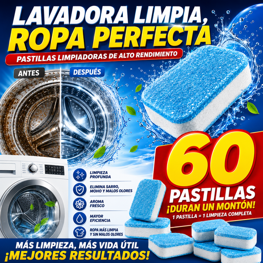 Pack 60 Pastillas Limpia Lavadora