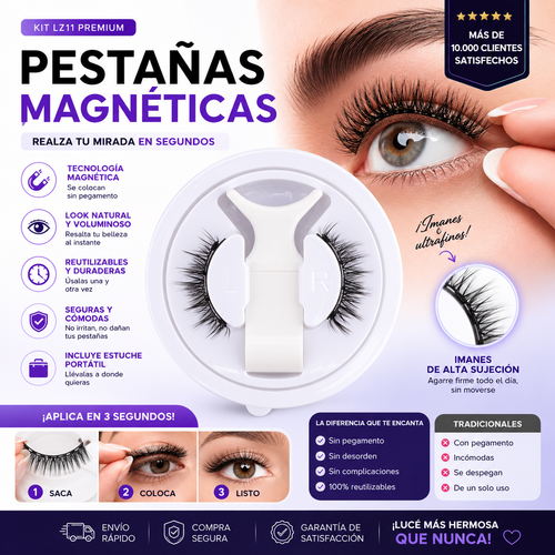 Kit De Pestañas Postizas Magnéticas LZ11
