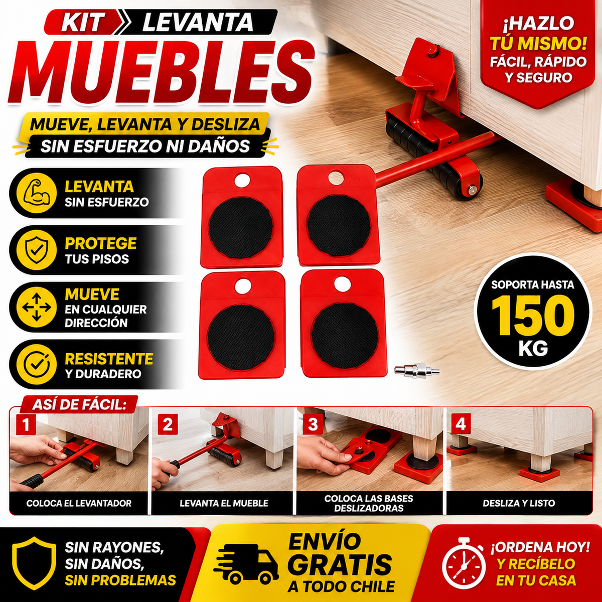 KIT LEVANTA MUEBLE (HASTA 150KG)