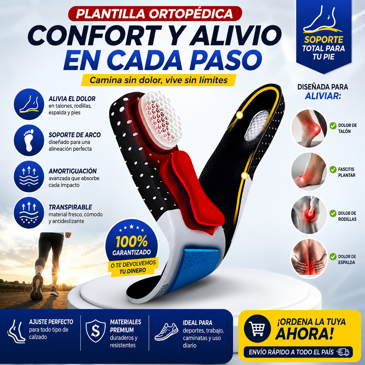 Plantilla Ortopédica Gel Fascitis
