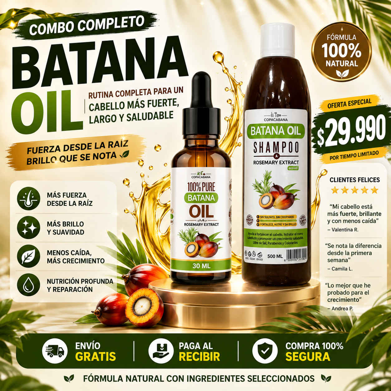 Pack Aceite+ Shampoo Batana Crecimiento