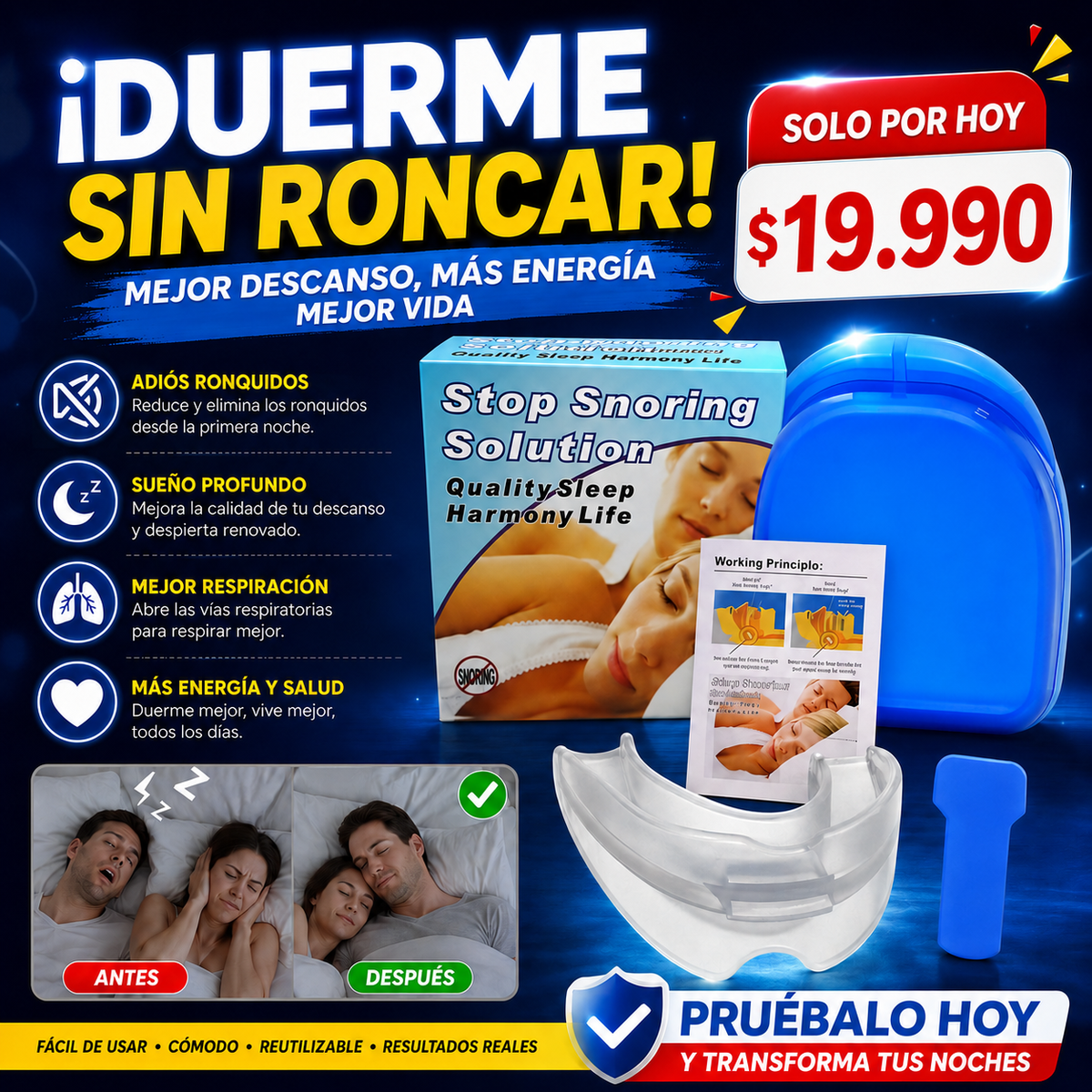 Placa Anti Bruxismo Apnea Y Ronquido