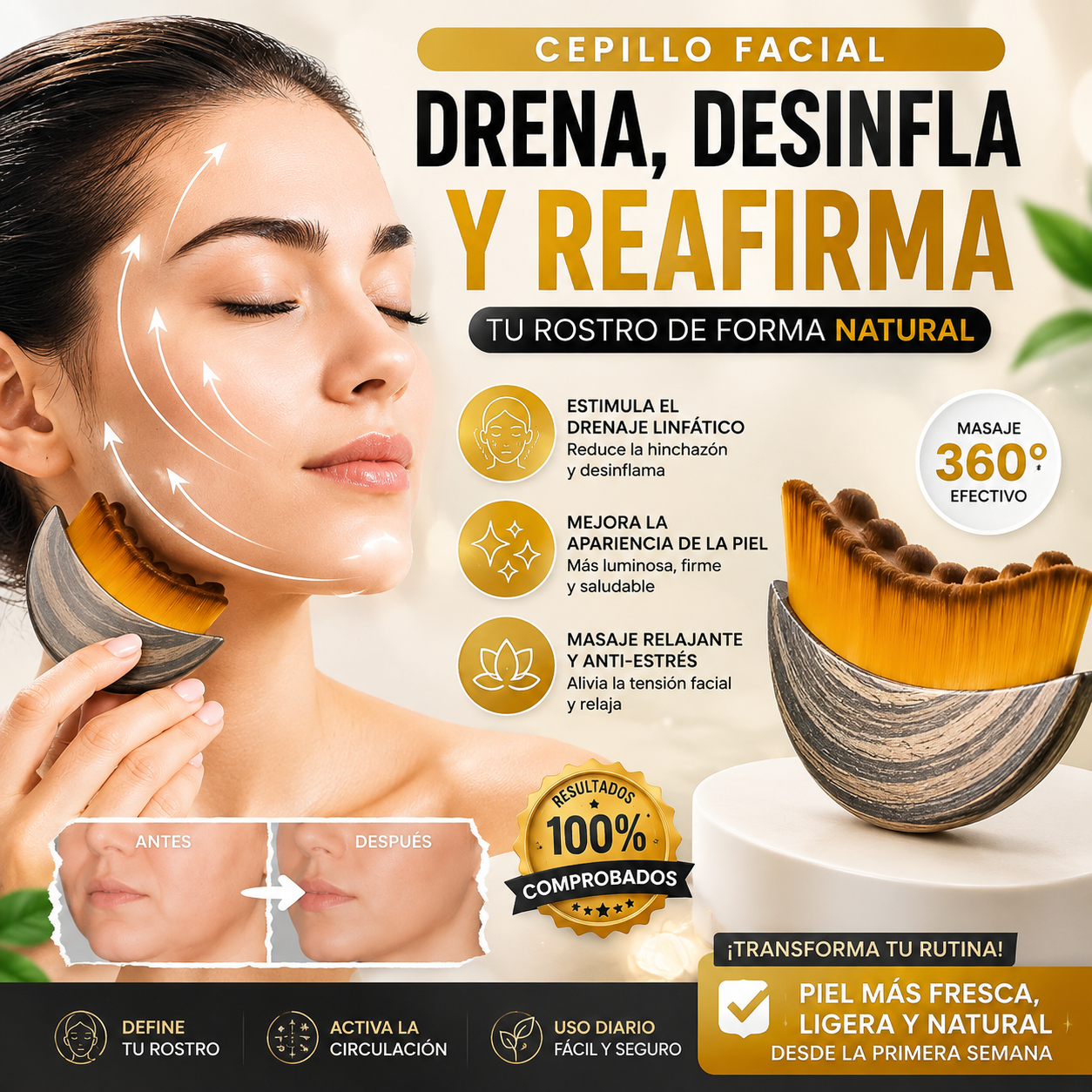 Cepillo drenaje linfático facial