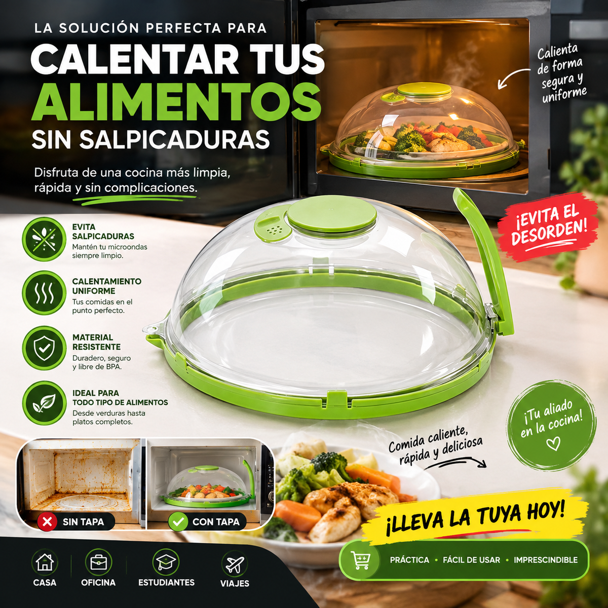 Tapa para calentar en microondas